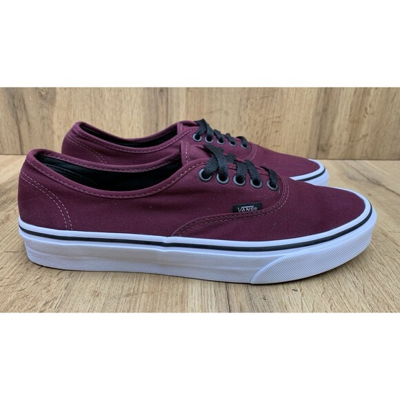 Vans Authentic Burgundy Canvas Sneakers Men\'s Size 10 Classic Lace Up Shoes